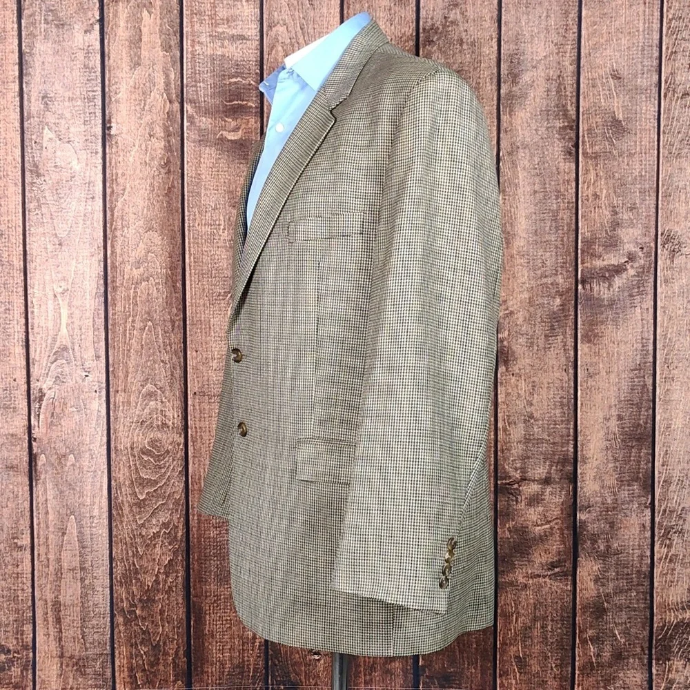 Wool Houndstooth 2 Button Single Breast Single Vent Excellent Condition